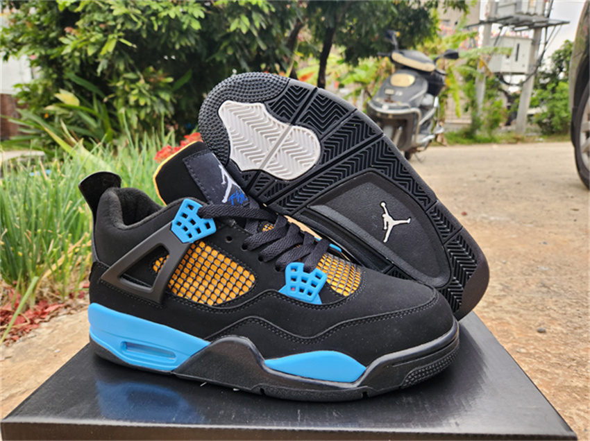 Women's Black/Blue/Yellow Running weapon Air Jordan 4 Shoes 0103